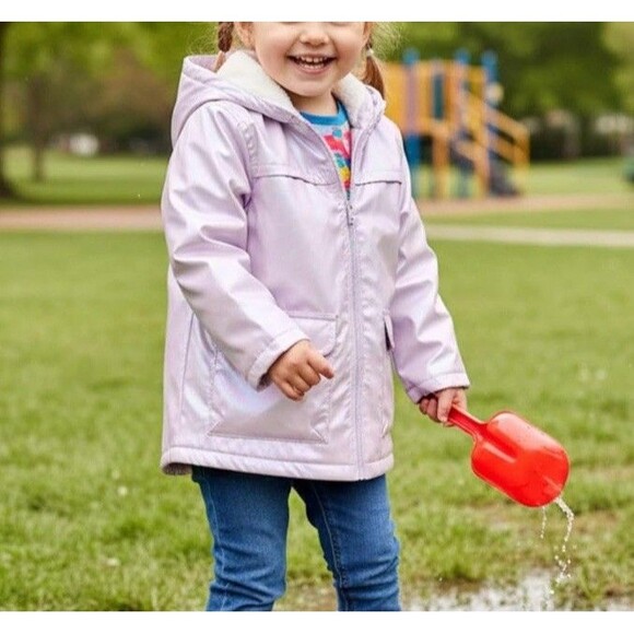 Carter's Baby Girls Midweight Jacket Fleece Lined Purple 2T Toddler Rain Coat - Picture 4 of 5
